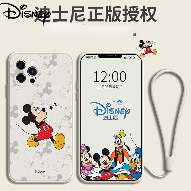 

Disney Cute Mickey Donald Duck Original Liquid Phone Case for iPhone X/XR/XS/XSMAX/11/12Pro/12min Phone Girls Case Cover