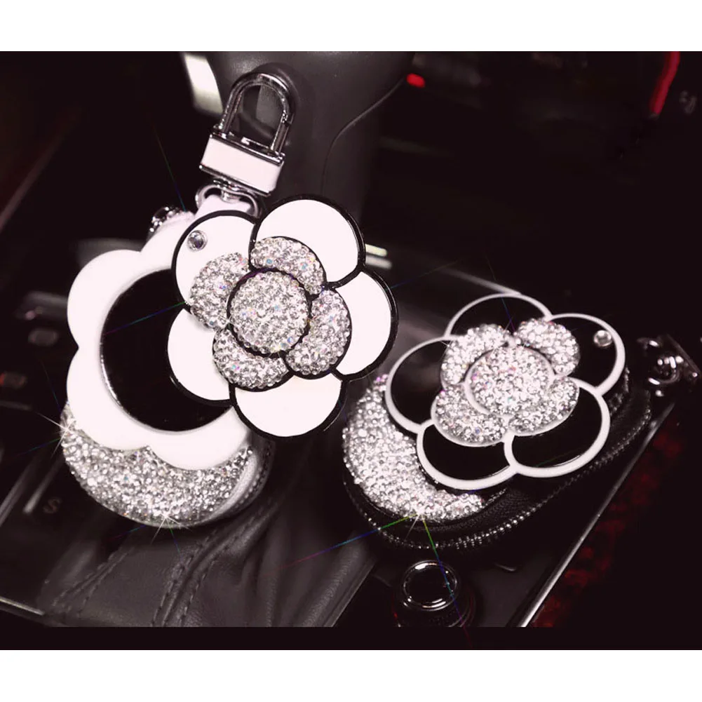Car Key Bag with Rhinestones Bling for Universal Cover Leather Mirror Inside | Автомобили и мотоциклы