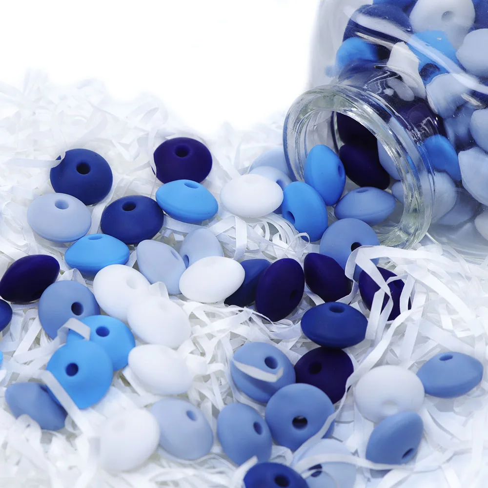 Joepada 30Pc 9/12/15mm Round Silicone Beads Teething Nursing Necklace Lentils Beads Food Grade Silicone Hexagon Silicone Teether