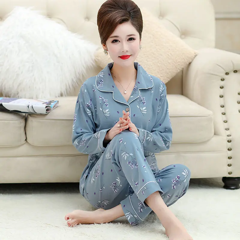 Пижама женская из 100% хлопка с длинным рукавом | Женская одежда