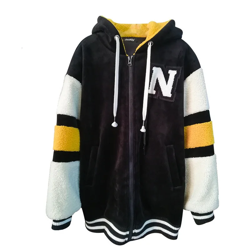 Max LuLu Korean Fashion Ladies Punk Streetwear Womens Thicken Fur Hooded Hoodies Casual Warm Sweatshirts Winter Clothing