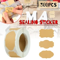 300pcs kraft paper stickers handmade adhesive labels gift packing sealing envelope sealing label stickers party gift decorations