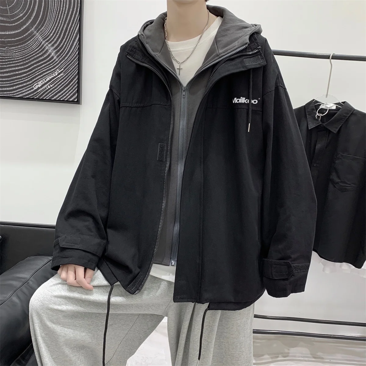 

Куртка мужская демисезонная с капюшоном и отложным воротником, BG50JS