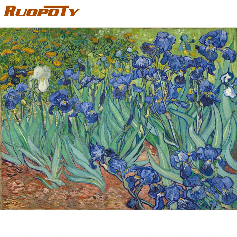 RUOPOTY Frameless DIY Picture By Numbers Flowers Famous Picture Coloring By Numbers Wall Art Picture For Home Decors Art 40x50cm