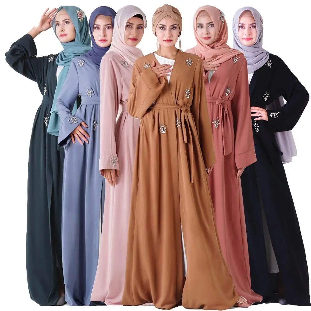 Дубай кимоно Abaya Jilbab мусульманский женский длинный кардиган исламское платье