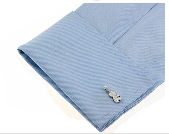 Бесплатная доставка Музыкальные запонки скрипки дизайн серебряный цвет