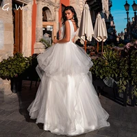 vestidos de novia luxury feather ball gown wedding dress tiered tulle tank sleeve bridal robe dress for weddding