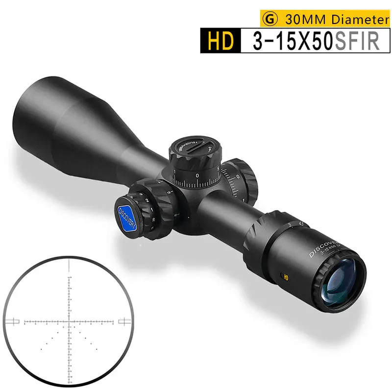 Дальность обнаружения HD 3-15X50SFIR охотничьи Тактические винтовки прицел Запираемые башенки красный зеленый с подсветкой сетка оптические прицелы