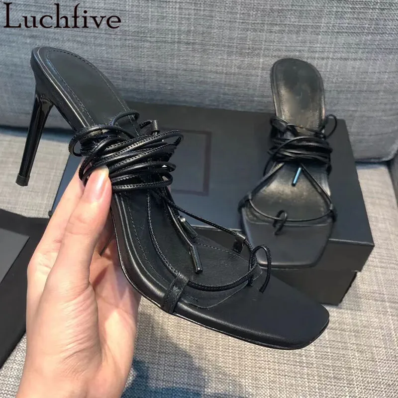 Пикантные босоножки на высоком каблуке со шнуровкой модная женская обувь с
