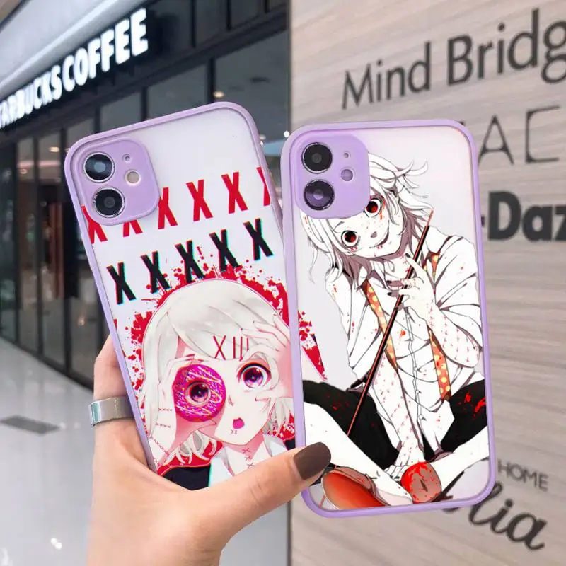 

anime JUUZOU SUZUYA Tokyo Ghouls Phone Case For iPhone 12 11 Mini Pro XR XS Max 7 8 Plus X Matte transparent Purple Back Cover