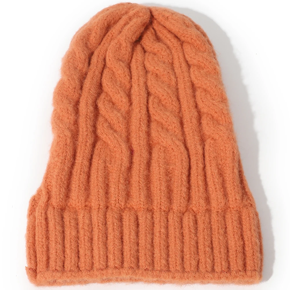 

New Knitted Hat Women's Winter Hats Solid Color Warm Hat Caps Twist Cotton Cap Women Beanie Skullcap Candy Color Headwear hats