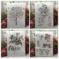 4pcsset 29cm a4 tree leaves flower diy layering stencils painting scrapbook coloring embossing album decorative template