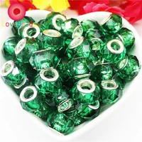 10pcs new large hole faceted glass european spacer beads slide charm rondelle beads random mixed colors for snake chain bracelet