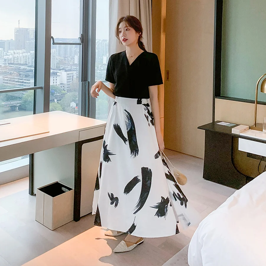 

Женское шифоновое платье средней длины, элегантное облегающее вечернее платье из двух частей с винтажным принтом, весна-лето 2022