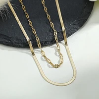 multi layer stainless steel necklace female clavicle chain tide net red ins cold wind simple superimposed titanium steel choker
