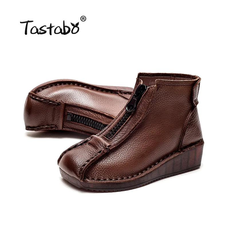 

Женские ботильоны из натуральной кожи, на плоской подошве, с молнией