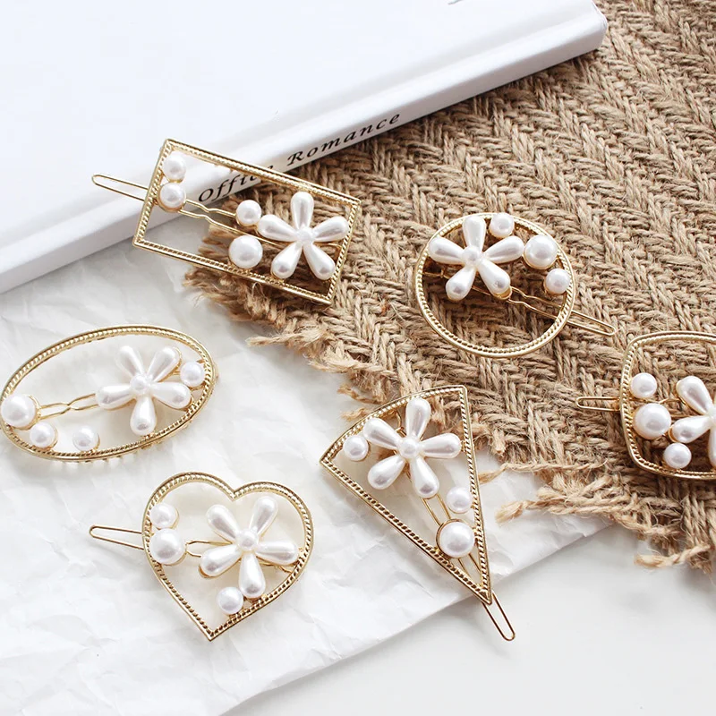 Женская элегантная заколка для волос с кристаллами и жемчугом в Корейском стиле