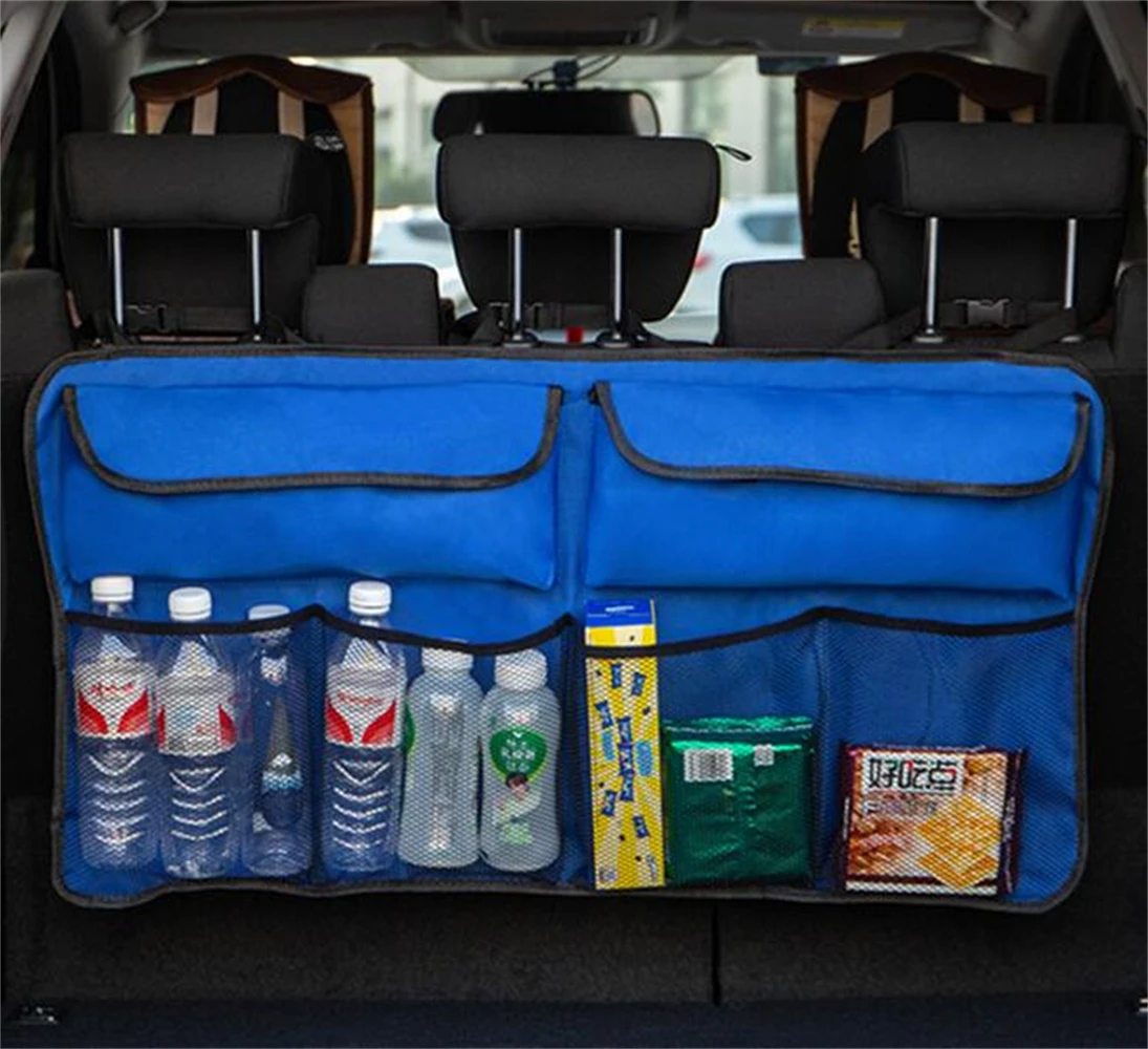 

Universal Car Dark Blue Storage Bag Nylon Elastic Mesh Trunk Cargo Net Storage Organizer Pocket For Car