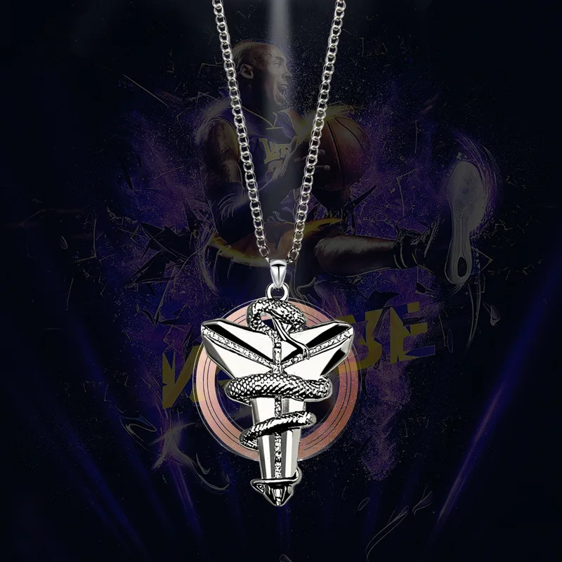 

Hip Hop Memorial Basketball Star Black Mamba Viper Pendant Cross Titanium Steel Necklace Boys and Girls Jewelry Accessories Gift