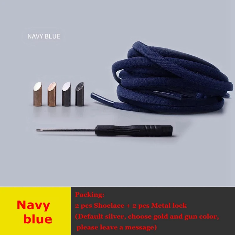 Navy blue 1 пара одноцветных полукруглых шнурков эластичные кружевные шнурки без галстука Детские Взрослые быстрые кроссовки без шнуровки обувные шнурки для шнуровки - Цвет: Navy blue