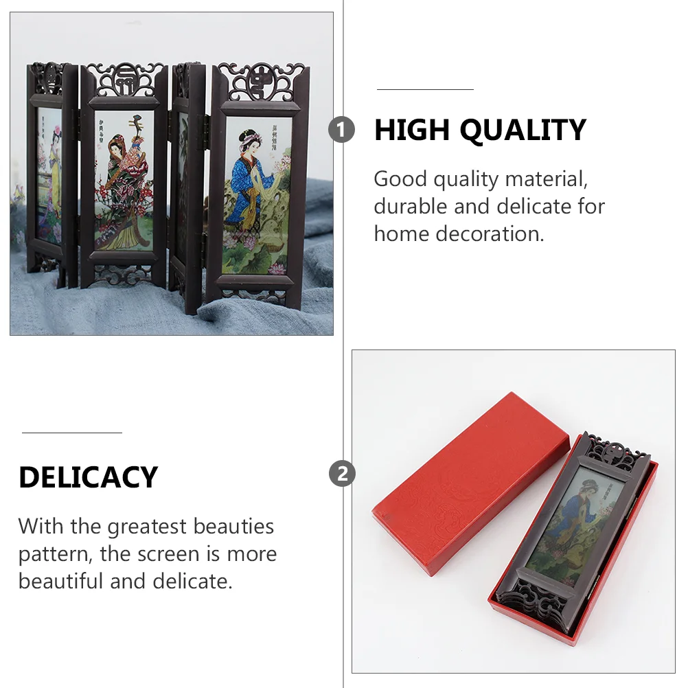 Chinese Style Retro Folding Small Screen Resin Panel Room Divider (Four Great Beauties) | Screens &amp Dividers