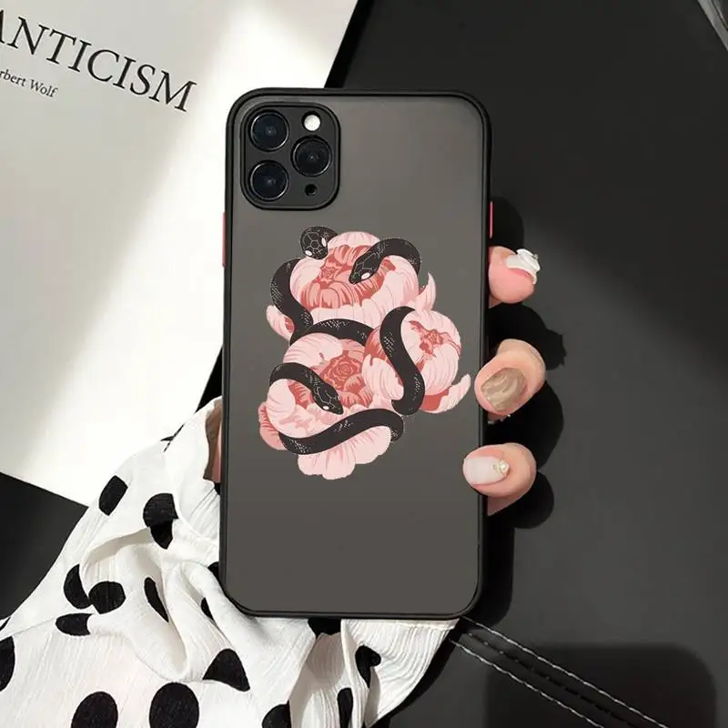 

Hand Snake flower pattern Phone Case matte transparent For iphone 7 8 11 12 plus mini x xs xr pro max cover
