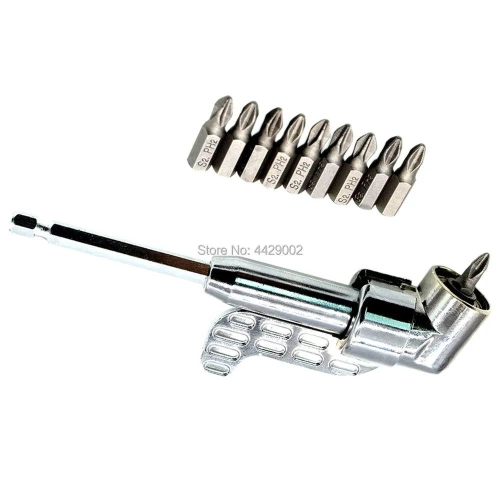 

105 Degree Angle Drill Driver Magnetic & 10x 25mm PH2 Phillips Plasterboard Drywall Dry Wall Screwdriver Bits Magnetic