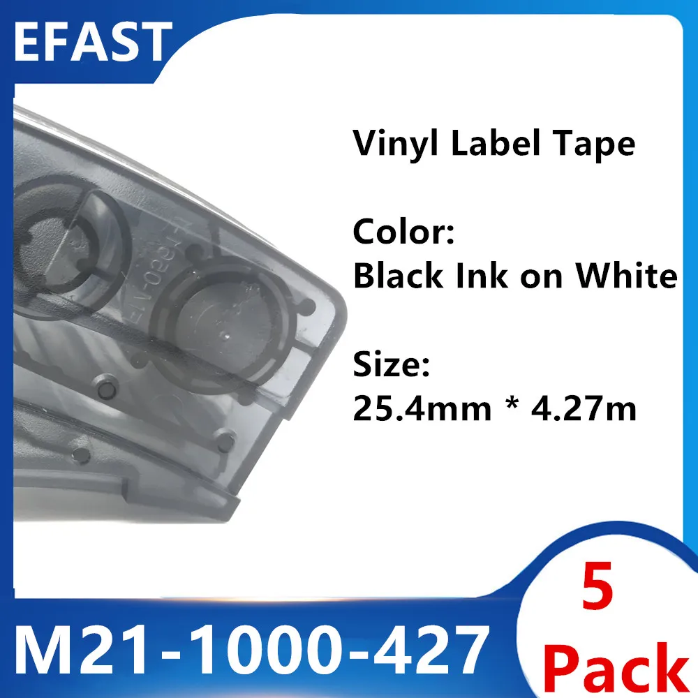 5 Pack M21 1000 427 Vinyl Label Maker Ribbon Black On White For BMP-21 PLUS BMP21 LAB Printer Label Tape Maker Cable label