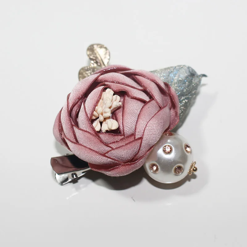 Роскошная тканевая брошь в виде цветка короткая булавка на воротнике жемчужная