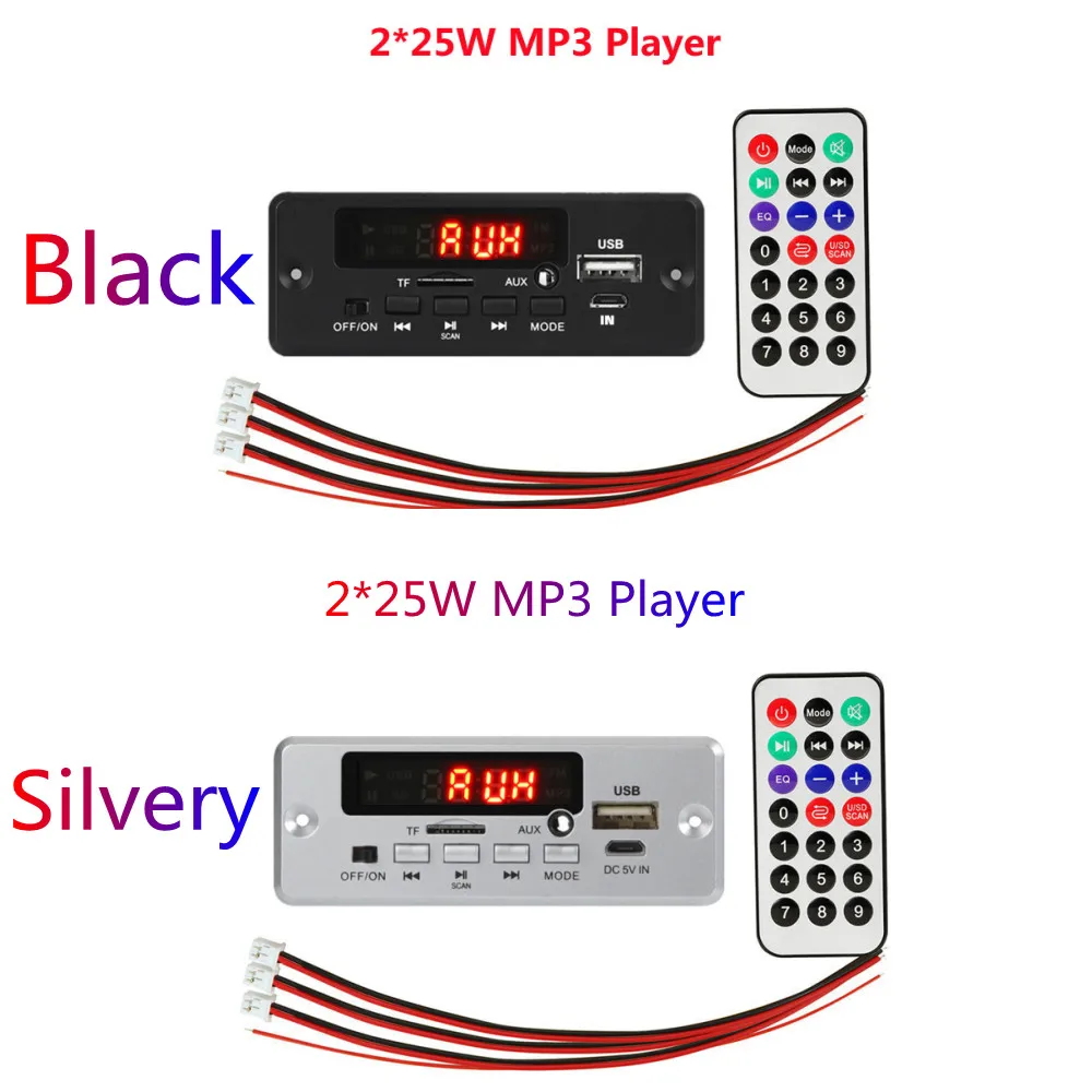 

New Audio 2*25W 50W Amplifier MP3 Player Decoder Board 6V-18V Bluetooth 5.0 Car FM Radio Module Support TF USB AUX ARuiMei