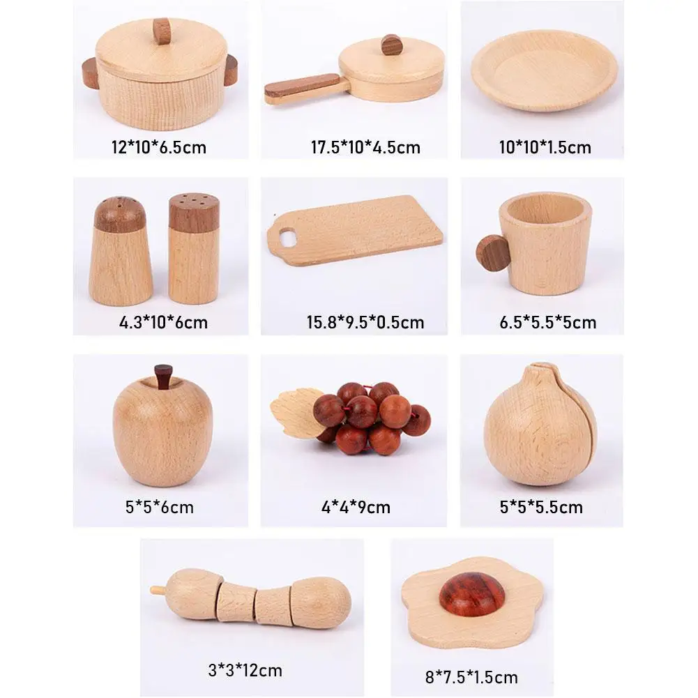 

1 Set Wooden Kitchen Toy Set Pretend Play Simulation Kitchenware Miniature Gift For Kids Mini Food Educational Toys