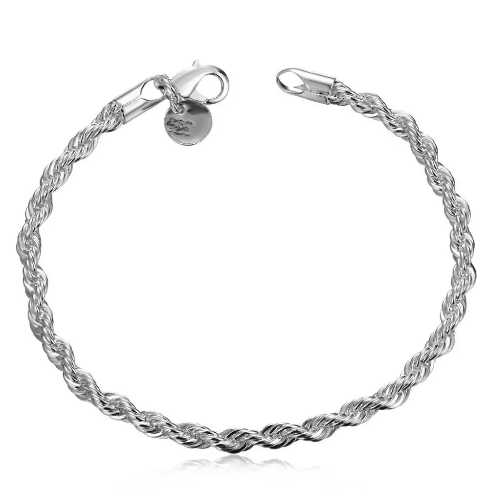 

New Fashion Jewelry 925 Sterling Silver Twisted Rope Design Bracelet For Unisex Man Women Gift SWD889