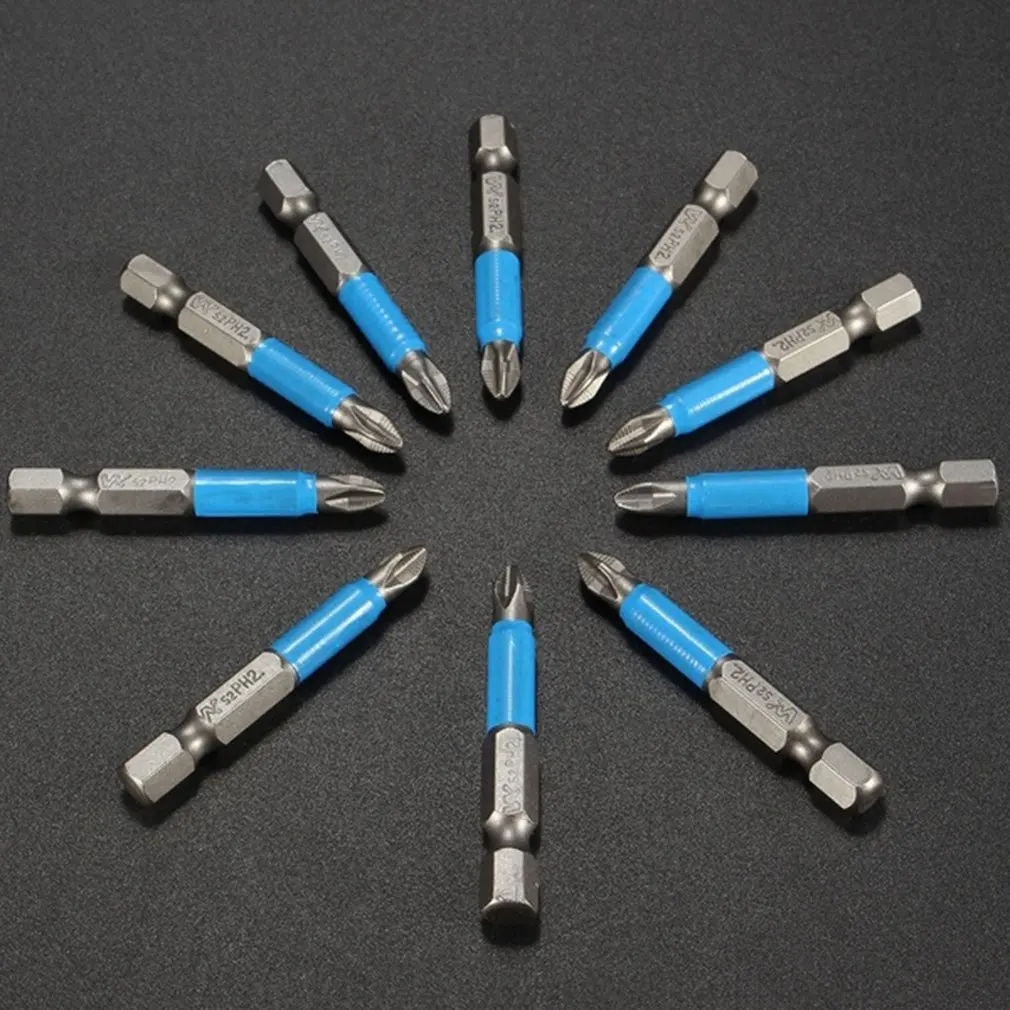10PCS/SET 50MM Anti Slip Electric Hex Shank Magnetic 50mm PH2 Phillips Cross Head Screwdriver Bits Hand Tools | Инструменты