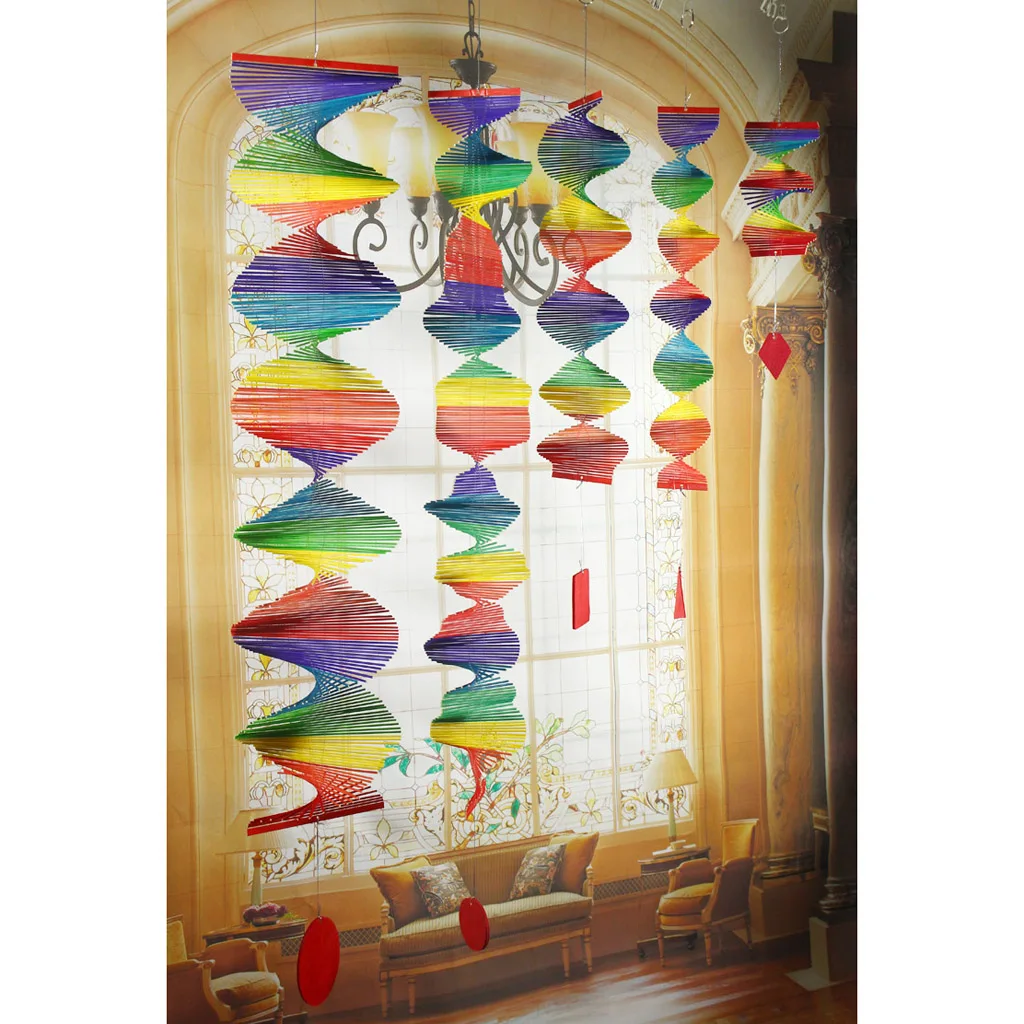 

Rainbow Spiral Wind Twist Tent Charm Hanging Spinner Bamboo Mobile Hanging Wind Twist Spinner Garden Room Yard Decoration