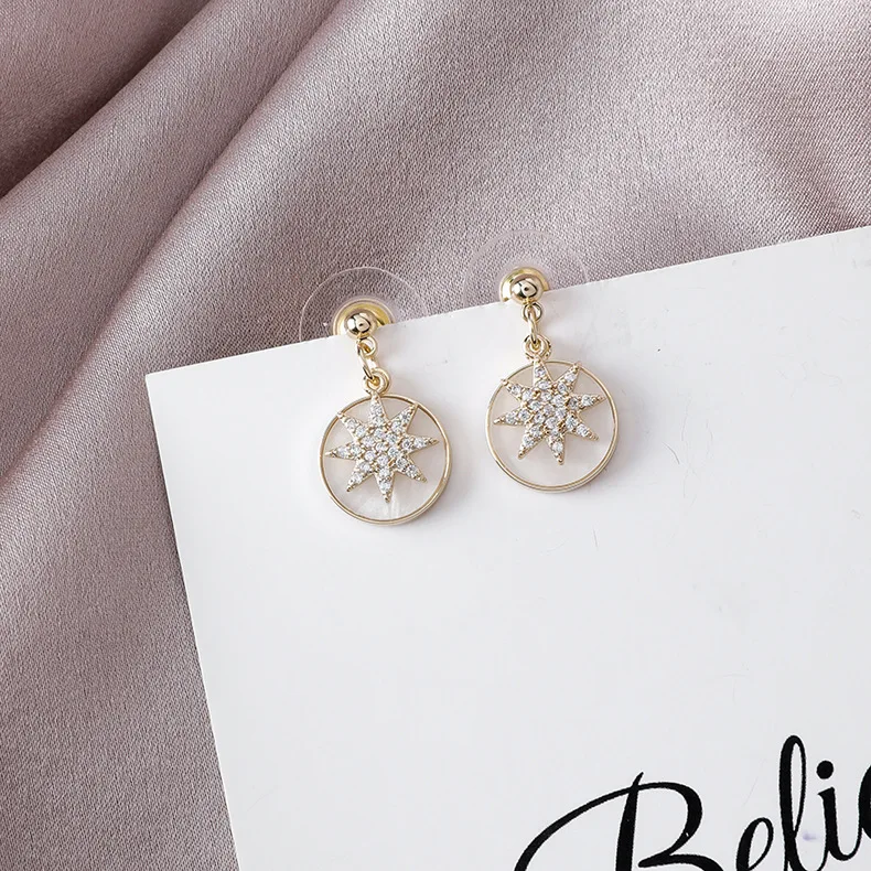 

Fashion Retro Star Set With Zircon Earrings Temperament Simple Geometric Drop Round Dangle Accessories Oorbellen Bijoux