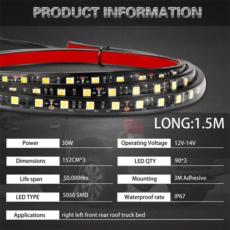3 шт. 60 &quotсветильник вая лента для грузовика Белая светодиодная лампа задний