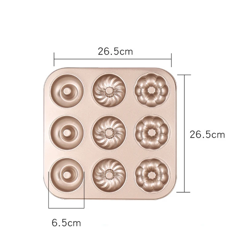 

9 Cavity Donut Pan Donut Baking Tray Donut Mold Kitchen Non-stick Bagels Mold Fluted Cake Pan for Donut Cake Bagels Baking