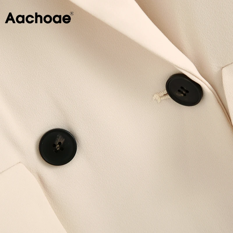 

Aachoae Elegant Double Breasted Blazer Women Long Sleeve Office Wear Blazers Coat Solid Color Notched Collar Loose Jacket 2020