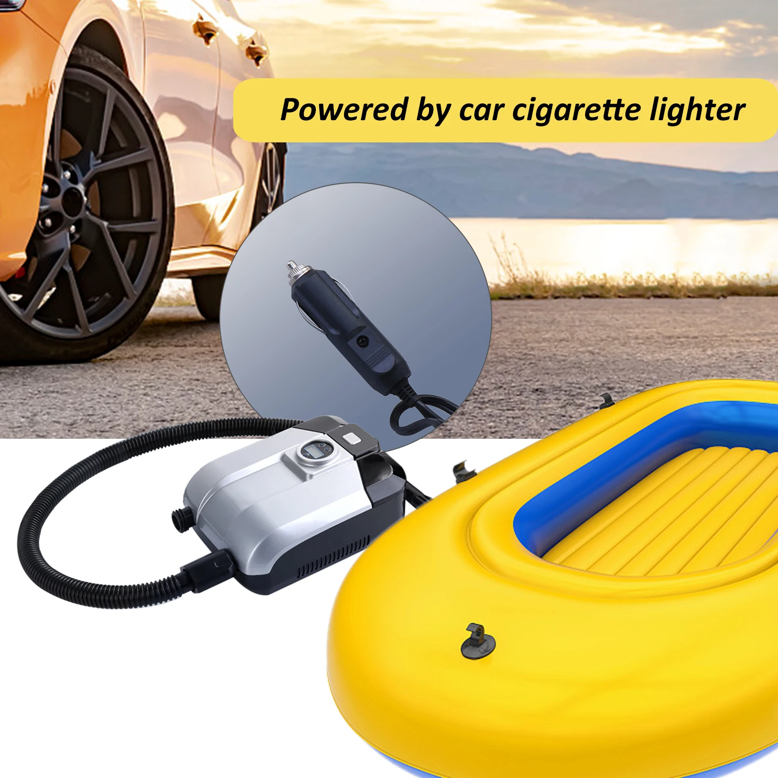 

Electric Air Pump 12 Volt Quick Air Inflator Deflator with Digital Display for Inflatable Stand Up Paddle Board Boat