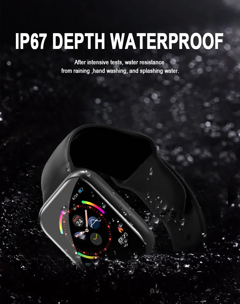 Силиконовые смарт часы с ремешком водонепроницаемые из нержавеющей стали IP67