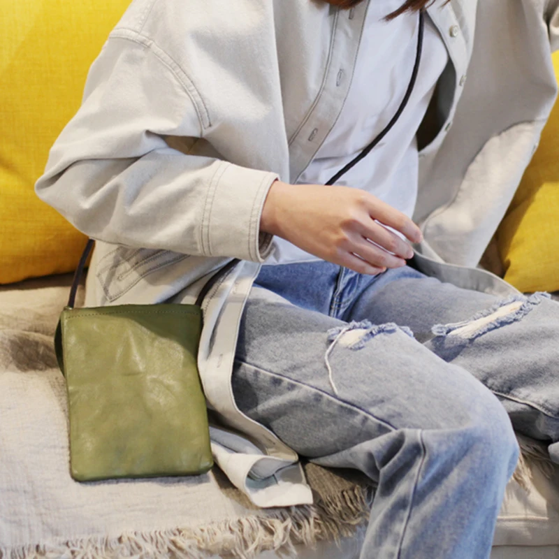 100% натуральная кожа высокое качество Маленькая женская сумка-мессенджер тонкая