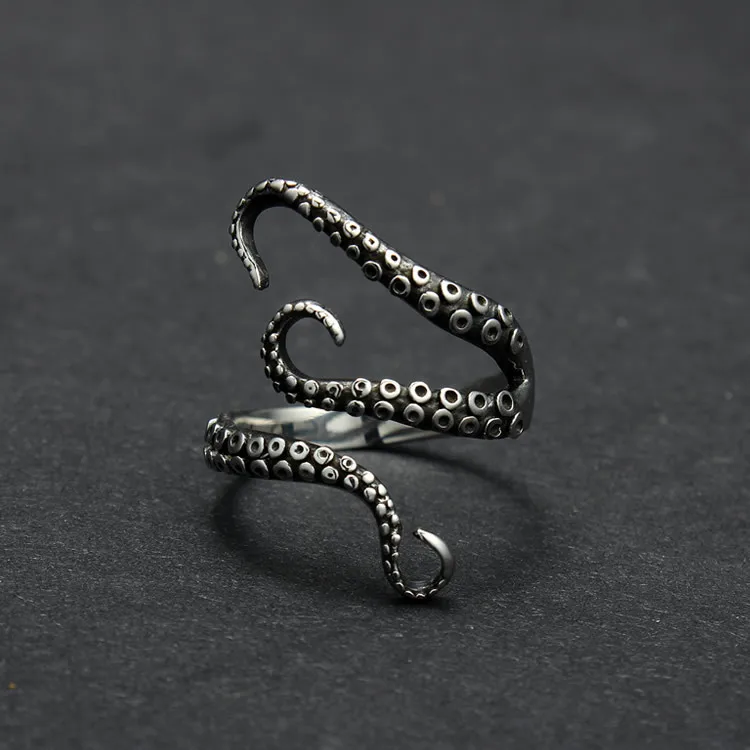 

New Titanium Steel Octopus Tentacle Ring Punk Ring Retro Personality Hip Hop Rock Jewelry Accessories for Men and Women