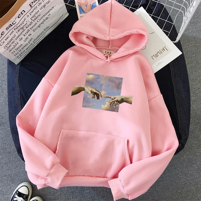 Женские художественные толстовки с капюшоном повседневные принтом в виде