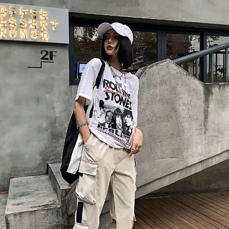 

Streetwear Black Pants Women Korean Style Elastic Waist Sweatpants Baggy Pants Summer Autumn Hip Hop Harajuku Trousers Women
