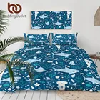 Постельное белье Cute Shark, Комплект постельного белья из 3 предметов, детское одеяло с рыбками из мультфильма, подводное одеяло с животными, водорослями, Океанский синий комплект постельного белья Queen