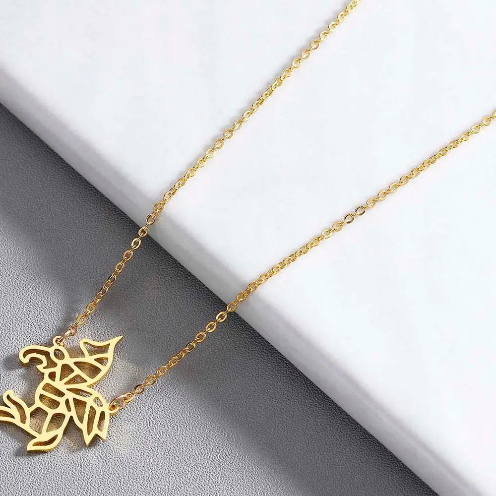 Чандлер 1 шт. летающее ожерелье с единорогами оригами Единорог голова чокер