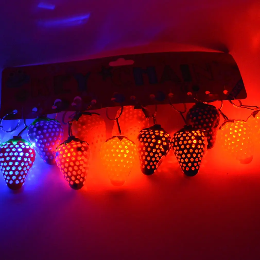 1PC Super Bright Strawberry Shaped LED Light Keyring Plastic Luminous Pendant Ornament (Random Color) | Лампы и освещение