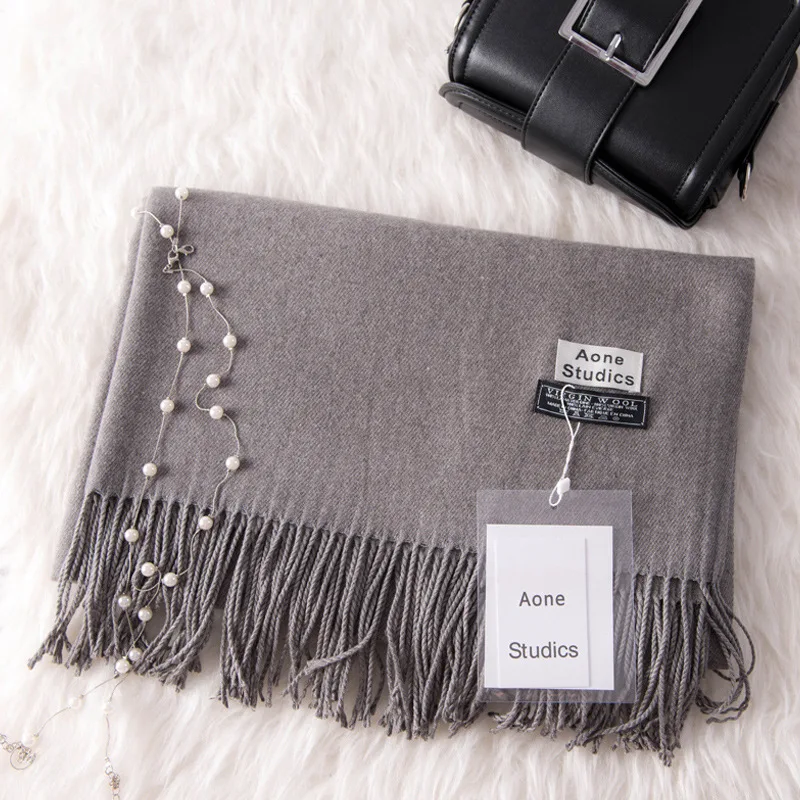 

Autumn Winter Korean Cashmere Scarf Women Tassel Shawl Thicken Warm Wool Double-sided Scarves Wraps