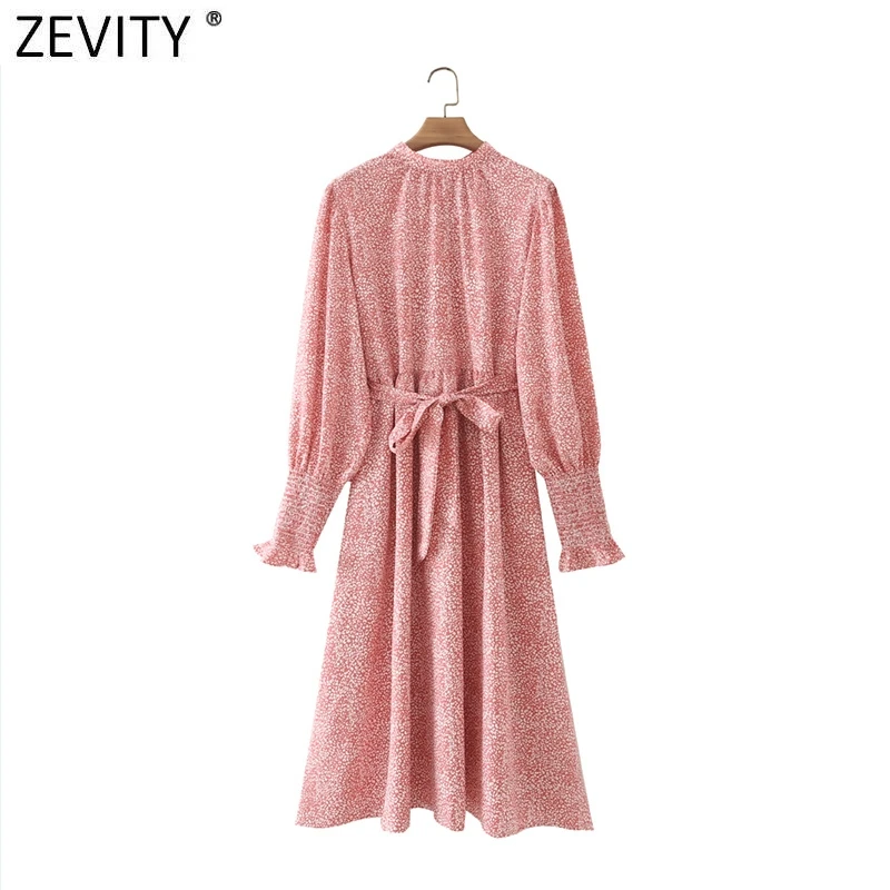 

Женское элегантное платье-миди Zevity с воротником-стойкой, леопардовым принтом, бантом на спине, повседневное женское шикарное платье с длинн...