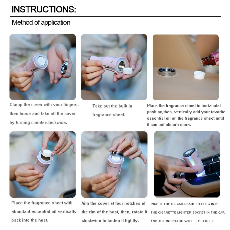 

Mini Car Aroma essential oil Diffuser Humidifier Aromatherapy Portable Car Air Humidifier cool mist Purifier in car